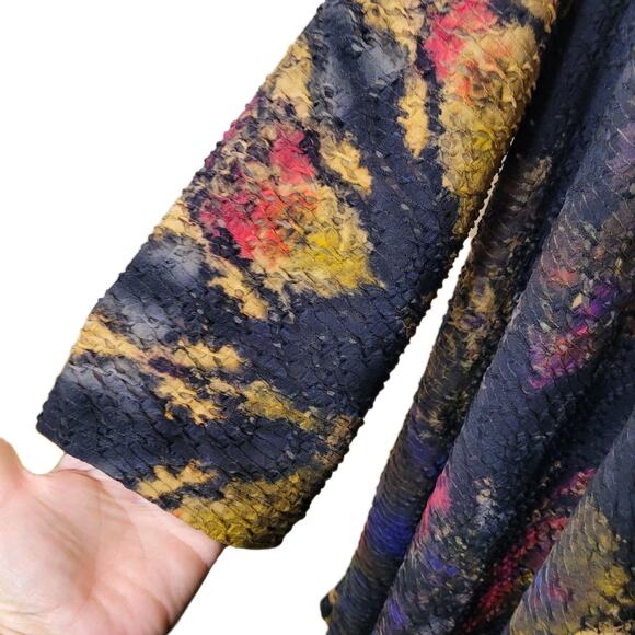 Caroline Rose Womens Multicolor Printed Textured Open Cardigan Size Medium Boho - Picture 6 of 10